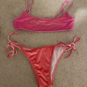Hot pink silk triangl bikini